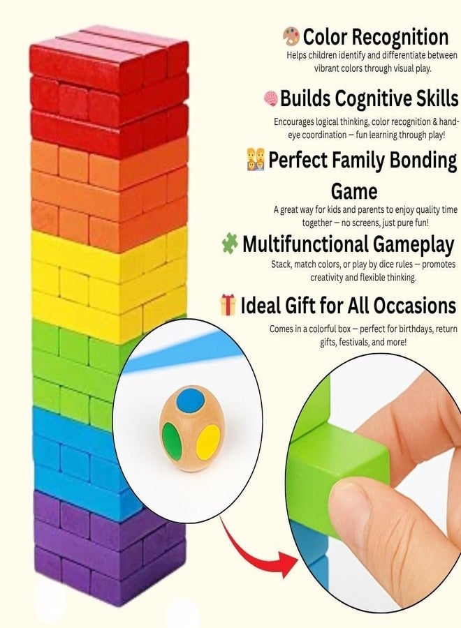 Space Enterprises Colourful Wooden Blocks for Boys 7-14 Years - Indoor Balancing & Building Game, Montessori Wooden Toys, Kids Activity Tower Block for Cognitive Development & Fun - Image 3